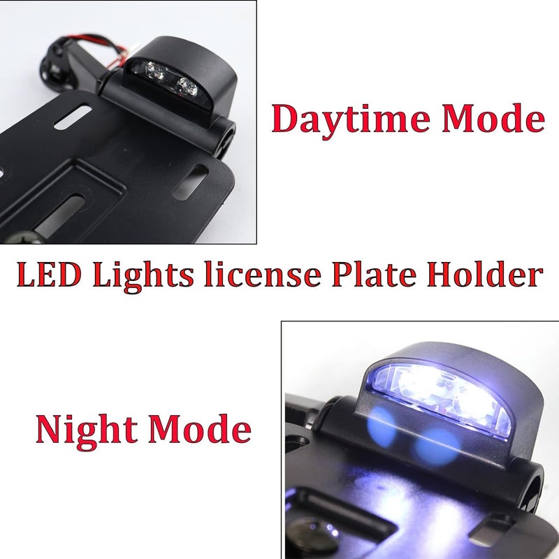 MOCODUO Motorcycle Rear Side License Plate Bracket Holder with LED Light for Harley Sportster XL883, XL1200, Dyna Low Rider FXDLS, Street Bob FXDB 2004-2020 Chrome - Image 3